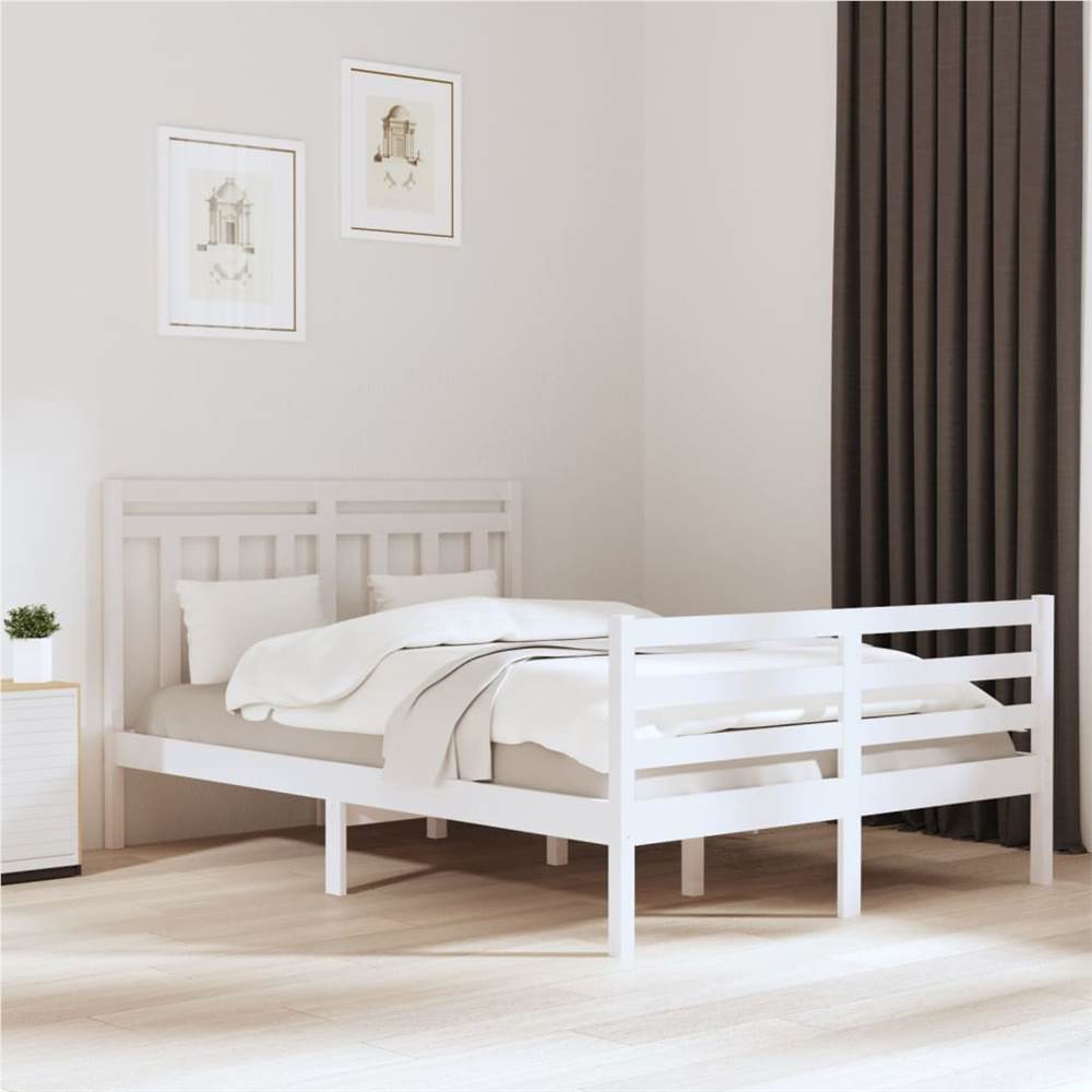 

Bed Frame White Solid Wood 120x200 cm