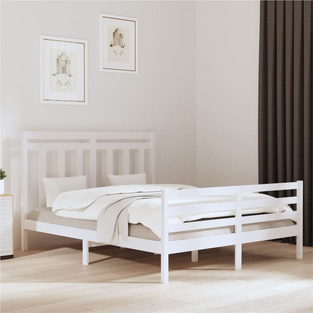 

Bed Frame White Solid Wood 160x200 cm