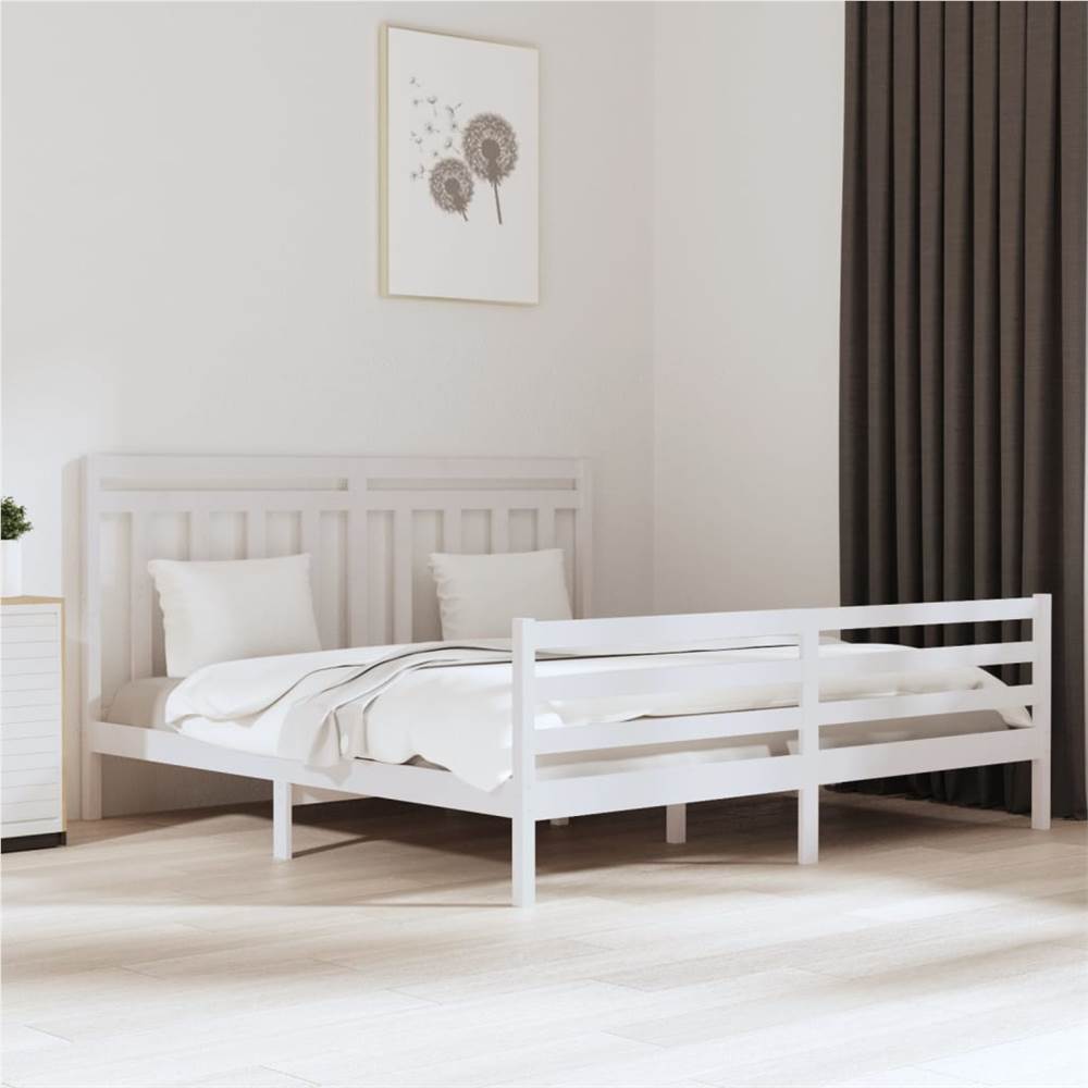 

Bed Frame White Solid Wood 180x200 cm 6FT Super King