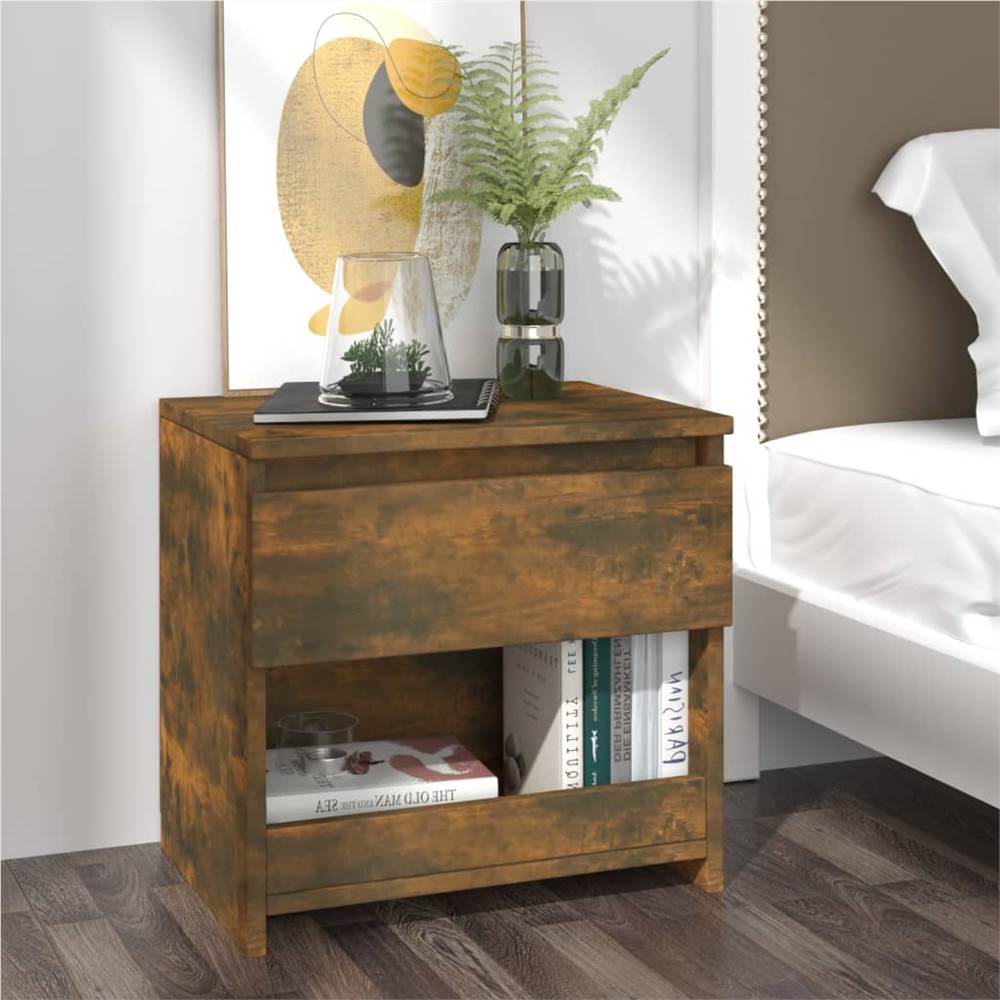 Bedside Cabinet Smoked Oak 40x30x39 cm Engineered Wood