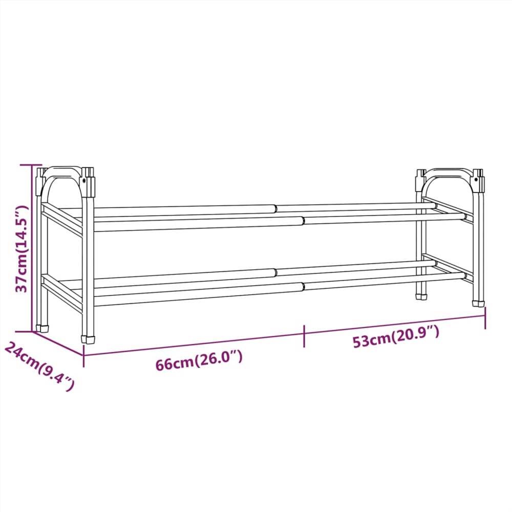 Extendable Shoe Rack with 2 Shelves 119x24x37 cm