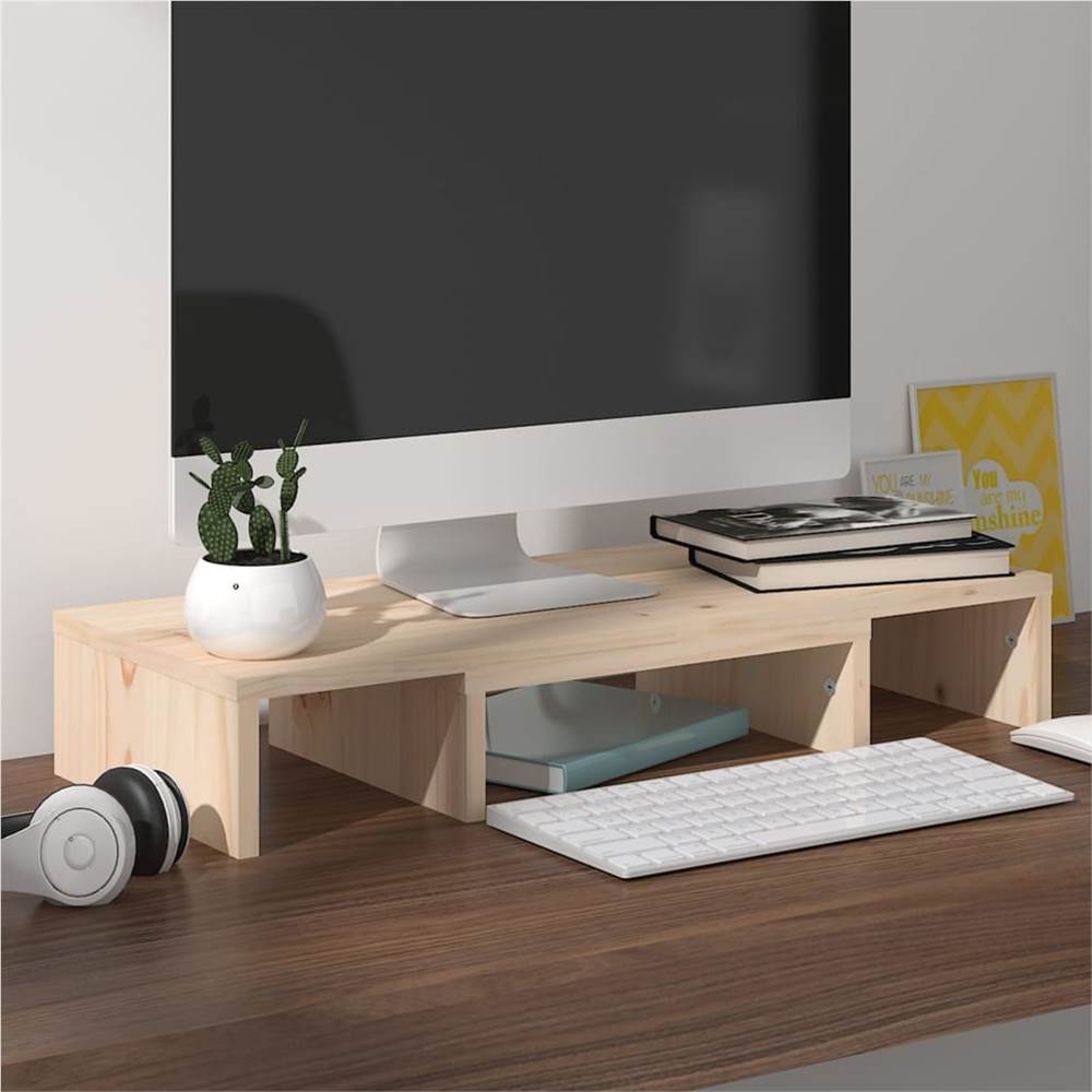 Monitor Stand 60x24x10.5 Cm Solid Wood Pine 19 Monitor Stand 60x24x10.5 cm Solid Wood Pine