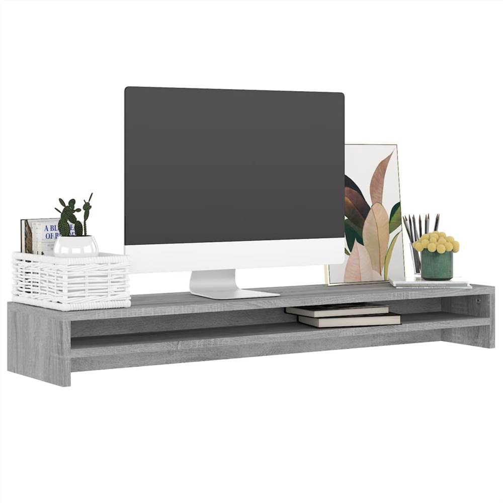 Monitor Stand Grey Sonoma 100x24x13 Cm Engineered Wood 14 Monitor Stand Grey Sonoma 100x24x13 cm Engineered Wood