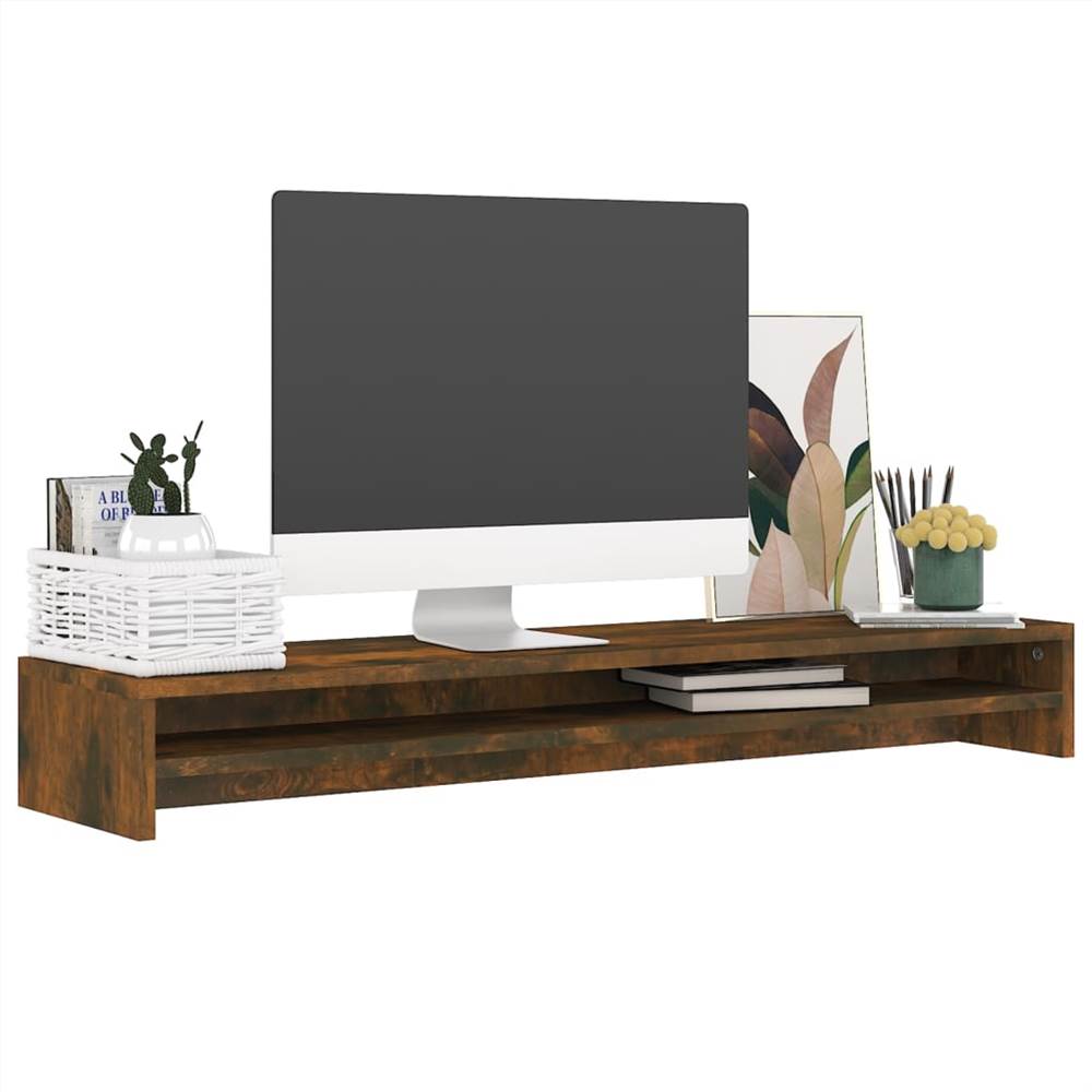 Monitor Stand Smoked Oak 100x24x13 cm Engineered Wood