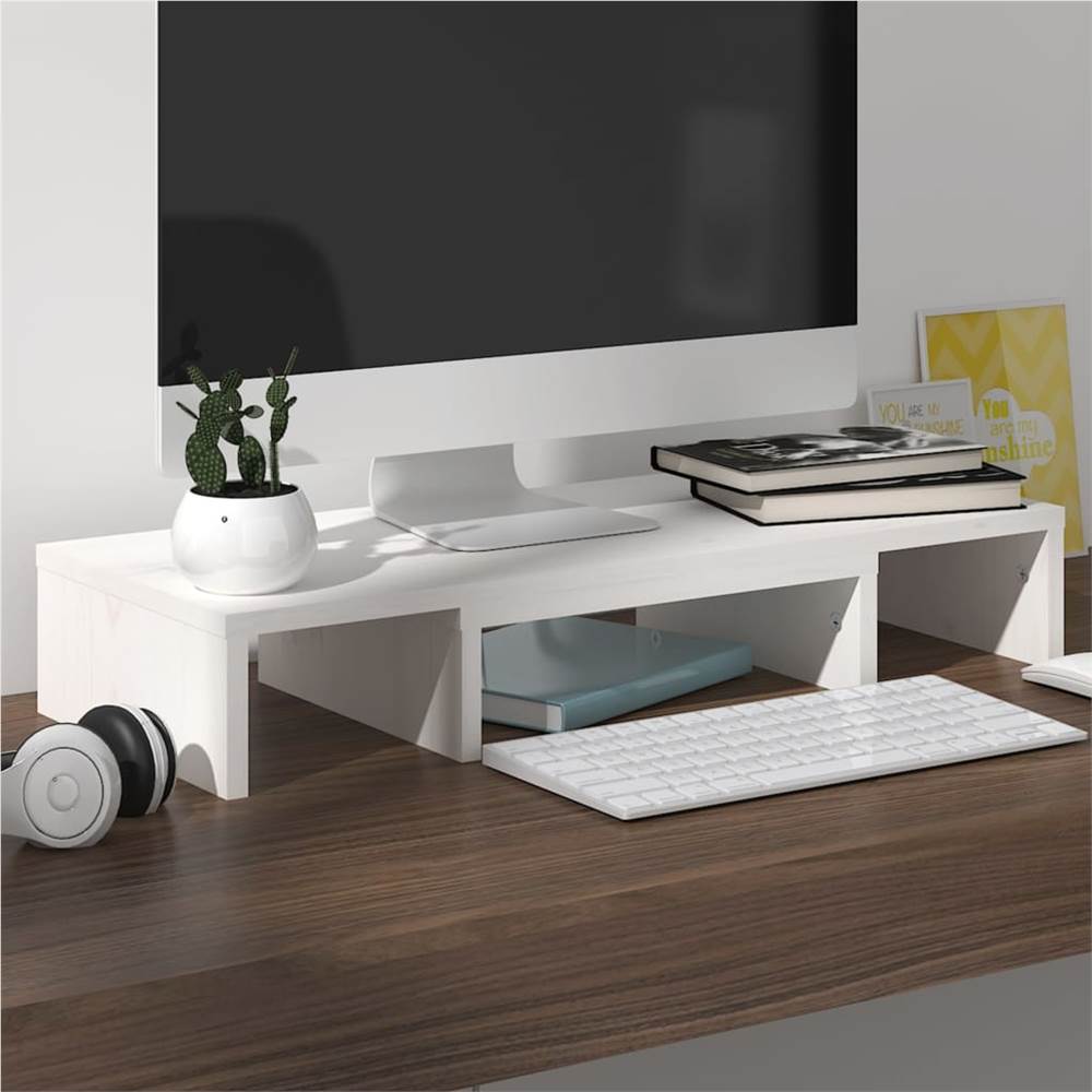 Monitor Stand White 60x24x10.5 Cm Solid Wood Pine 20 Monitor Stand White 60x24x10.5 cm Solid Wood Pine