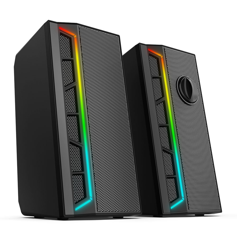 Redragon GS580 Calliope RGB Desktop PC Speakers, 2.0 Channel Enhanced Sound and Volume Control with 3.5mm Cable - Black