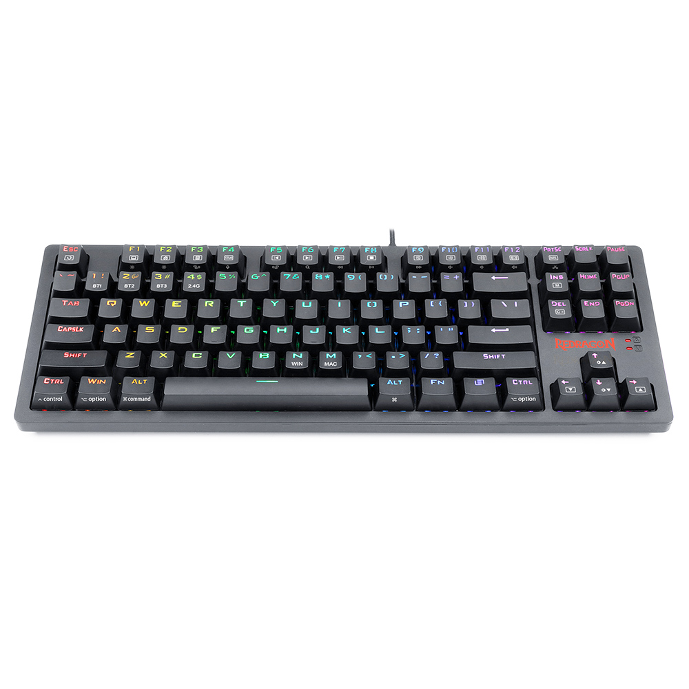 Redragon K598P-KBS RGB TKL Wireless Mechanical Keyboard Bluetooth/2.4Ghz/Wired Tri-Mode Blue Switch for Win/Mac - Black