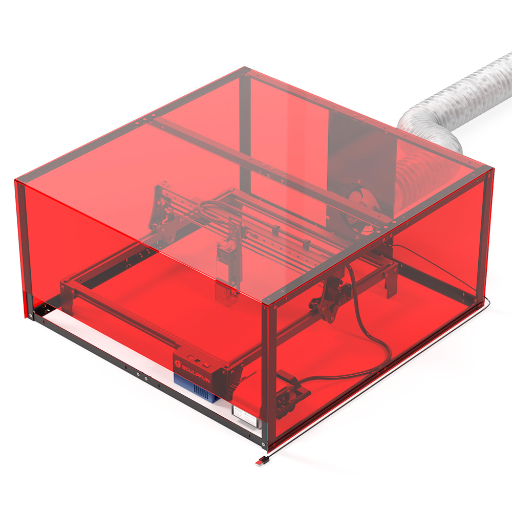 

SCULPFUN Laser Engraver Smoke Exhaust Box, 720*720*360mm, 10000r/min High Speed Fan, Red