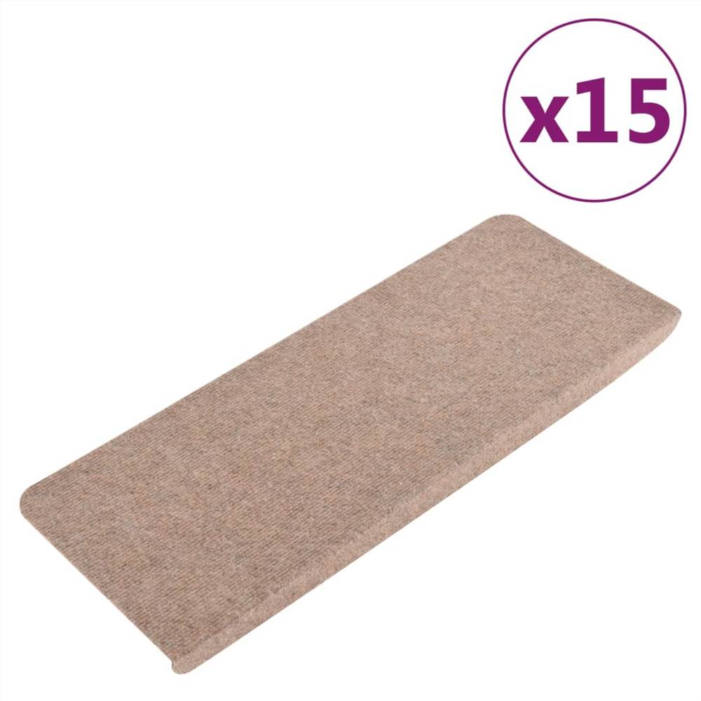 Self-adhesive Stair Mats 15 pcs 65x28 cm Beige