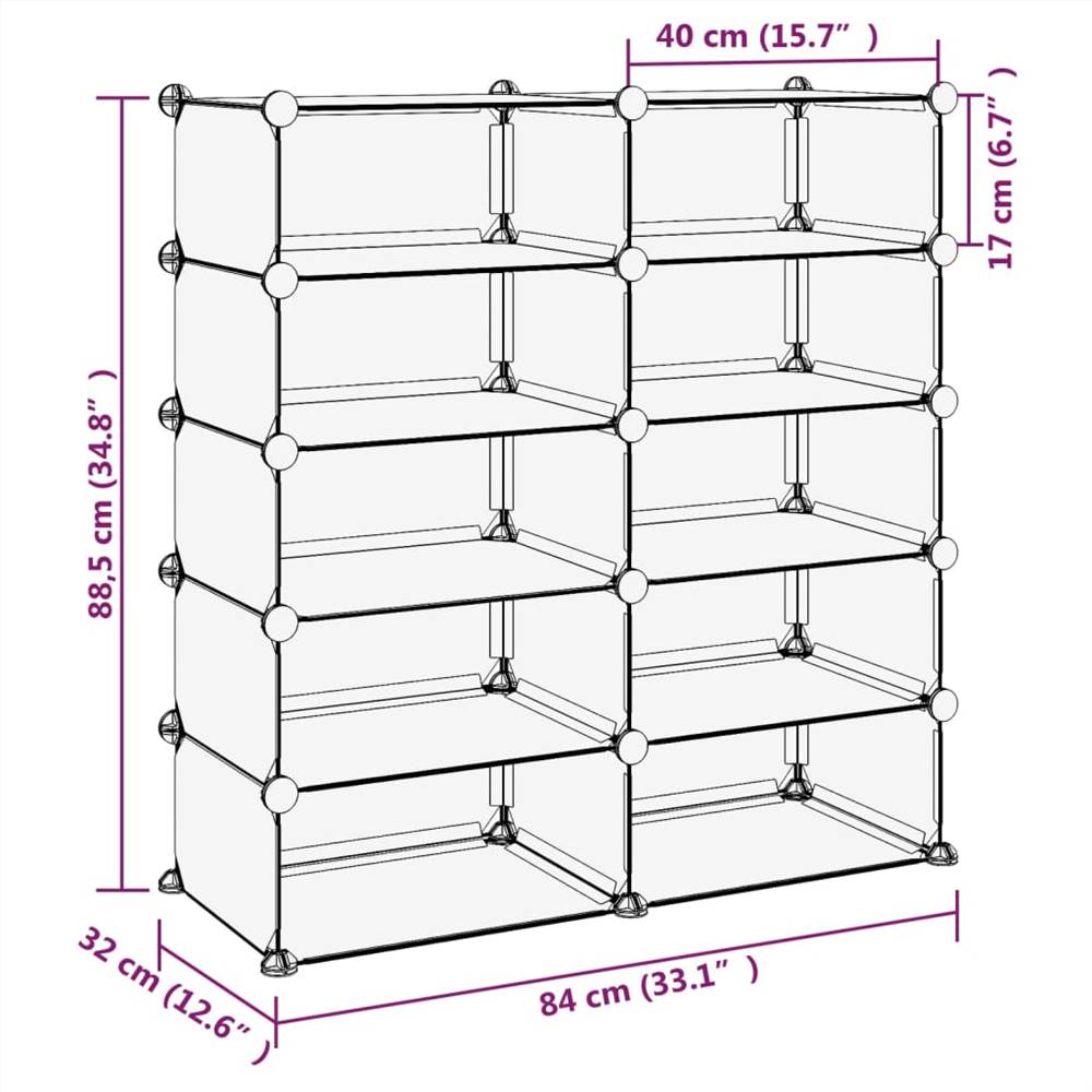 Shoe Rack Transparent 84x32x88.5 cm PP