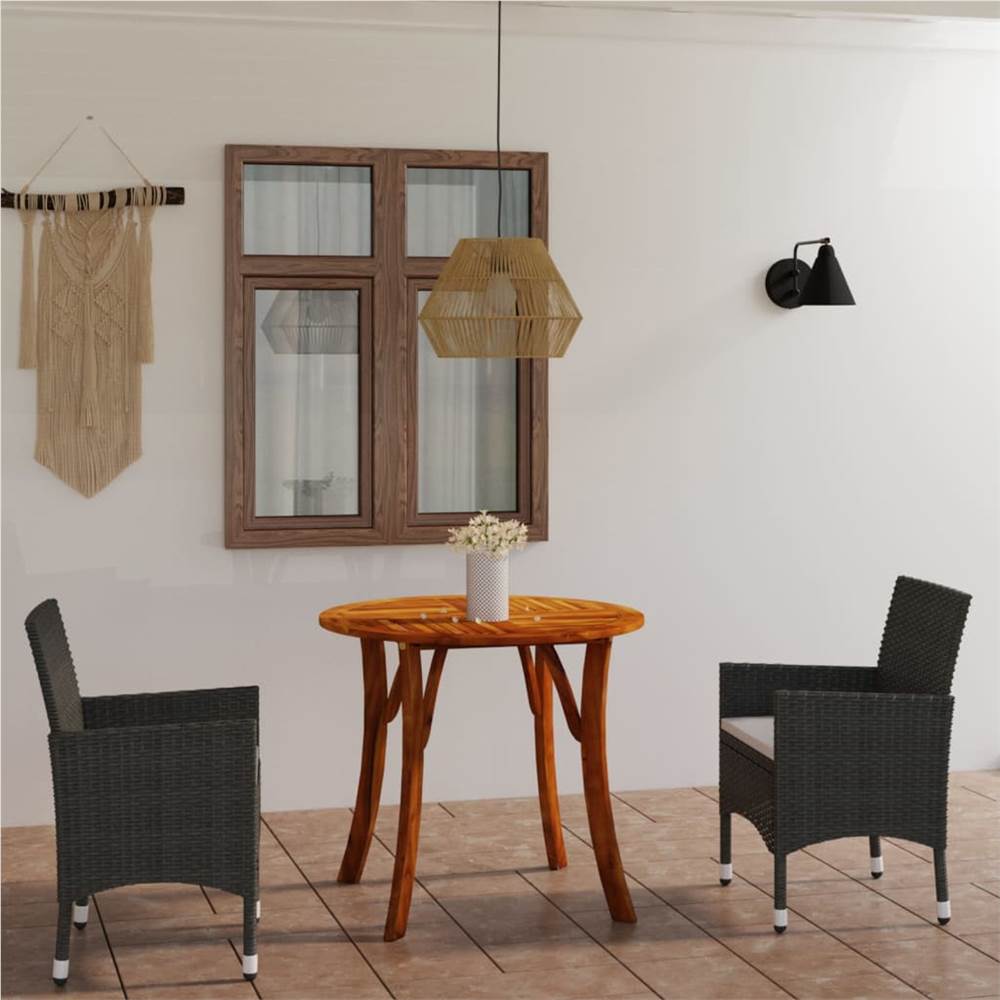 

3 Piece Garden Dining Set with Cushions Poly Rattan Brown