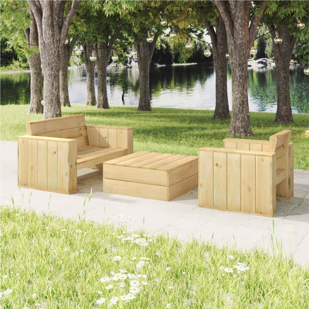 

3 Piece Garden Lounge Set Impregnated Solid Wood Pine