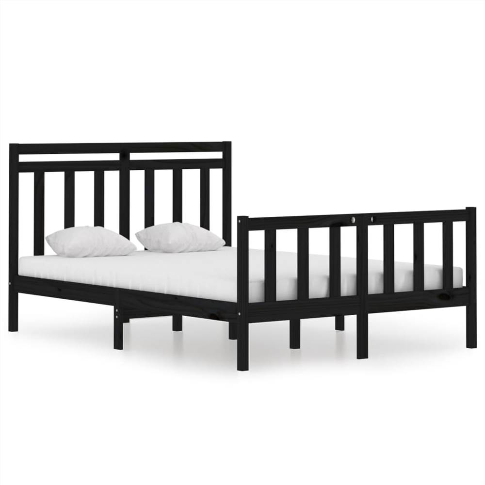 Bed Frame Black Solid Wood 140x190 Cm 7 Bed Frame Black Solid Wood 140x190 cm