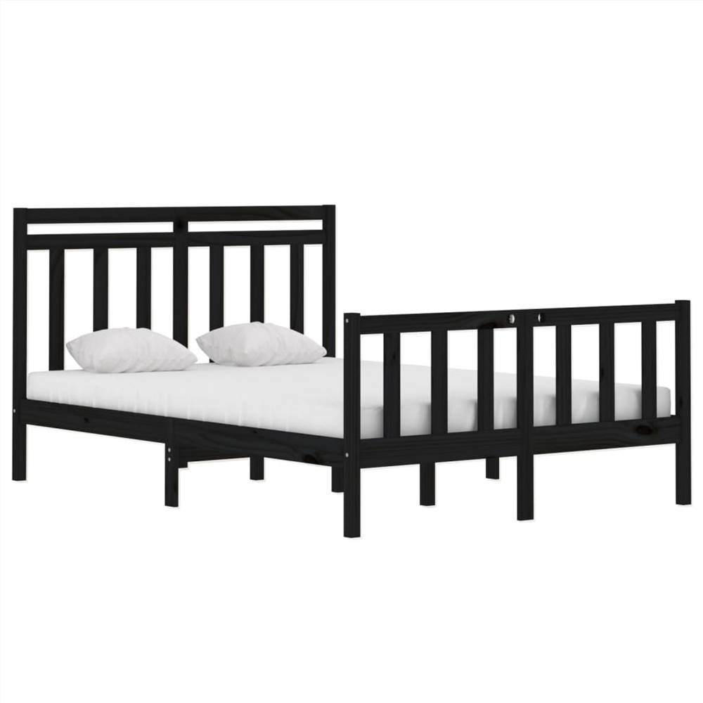 Bed Frame Black Solid Wood 140x190 Cm 8 Bed Frame Black Solid Wood 140x190 cm