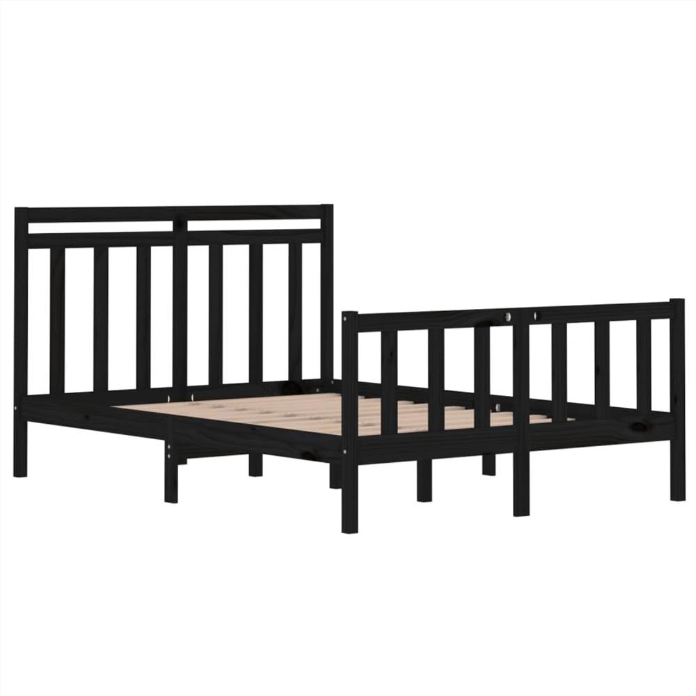 Bed Frame Black Solid Wood 140x190 Cm 9 Bed Frame Black Solid Wood 140x190 cm