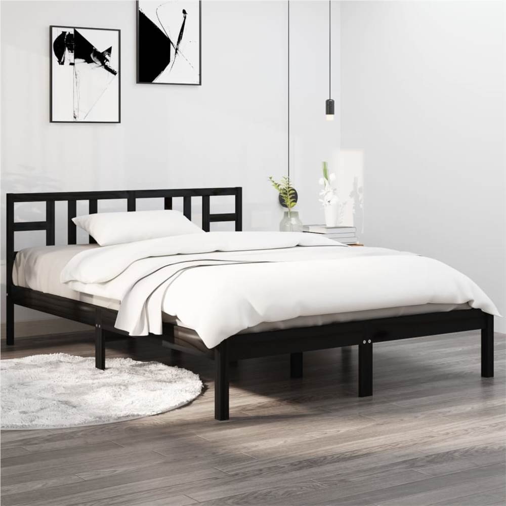 

Bed Frame Black Solid Wood 200x200 cm