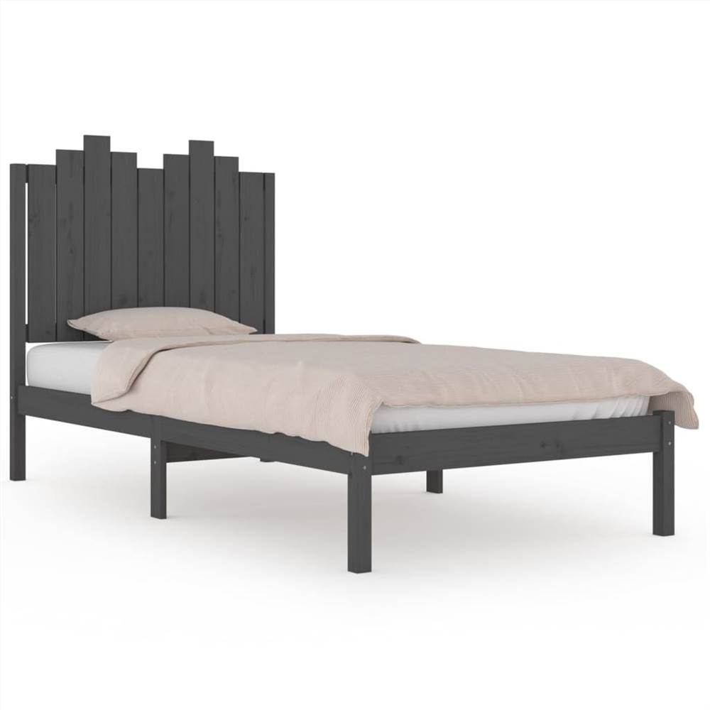 Bed Frame Grey Solid Wood Pine 75x190 Cm 2FT6 Small Single 7 Bed Frame Grey Solid Wood Pine 75x190 cm 2FT6 Small Single