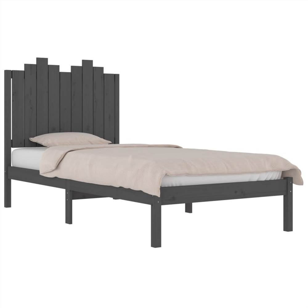 Bed Frame Grey Solid Wood Pine 75x190 Cm 2FT6 Small Single 8 Bed Frame Grey Solid Wood Pine 75x190 cm 2FT6 Small Single