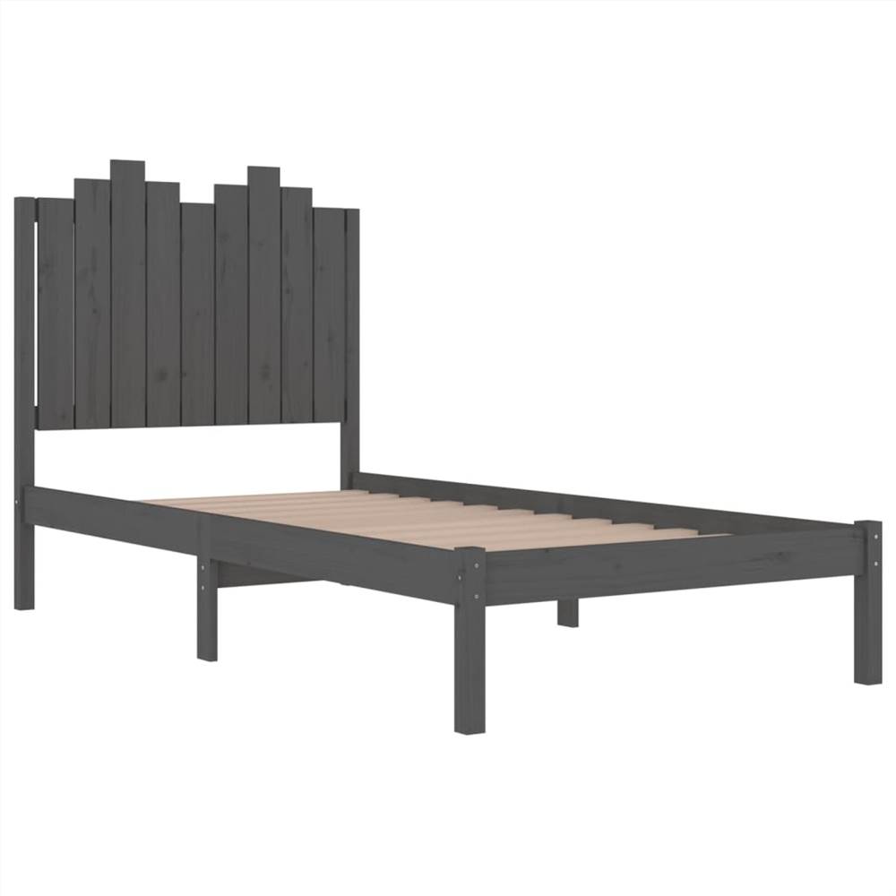 Bed Frame Grey Solid Wood Pine 75x190 Cm 2FT6 Small Single 9 Bed Frame Grey Solid Wood Pine 75x190 cm 2FT6 Small Single