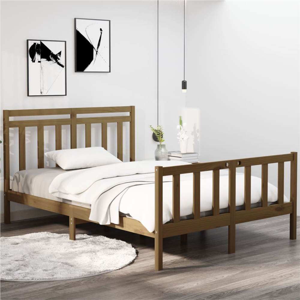 

Bed Frame Honey Brown Solid Wood 120x190 cm 4FT Small Double