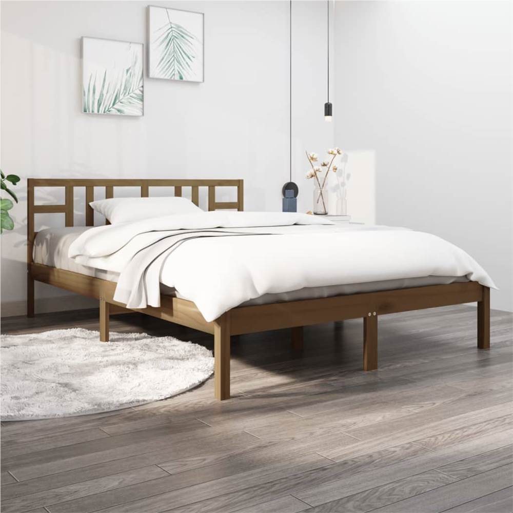 

Bed Frame Honey Brown Solid Wood 180x200 cm 6FT Super King