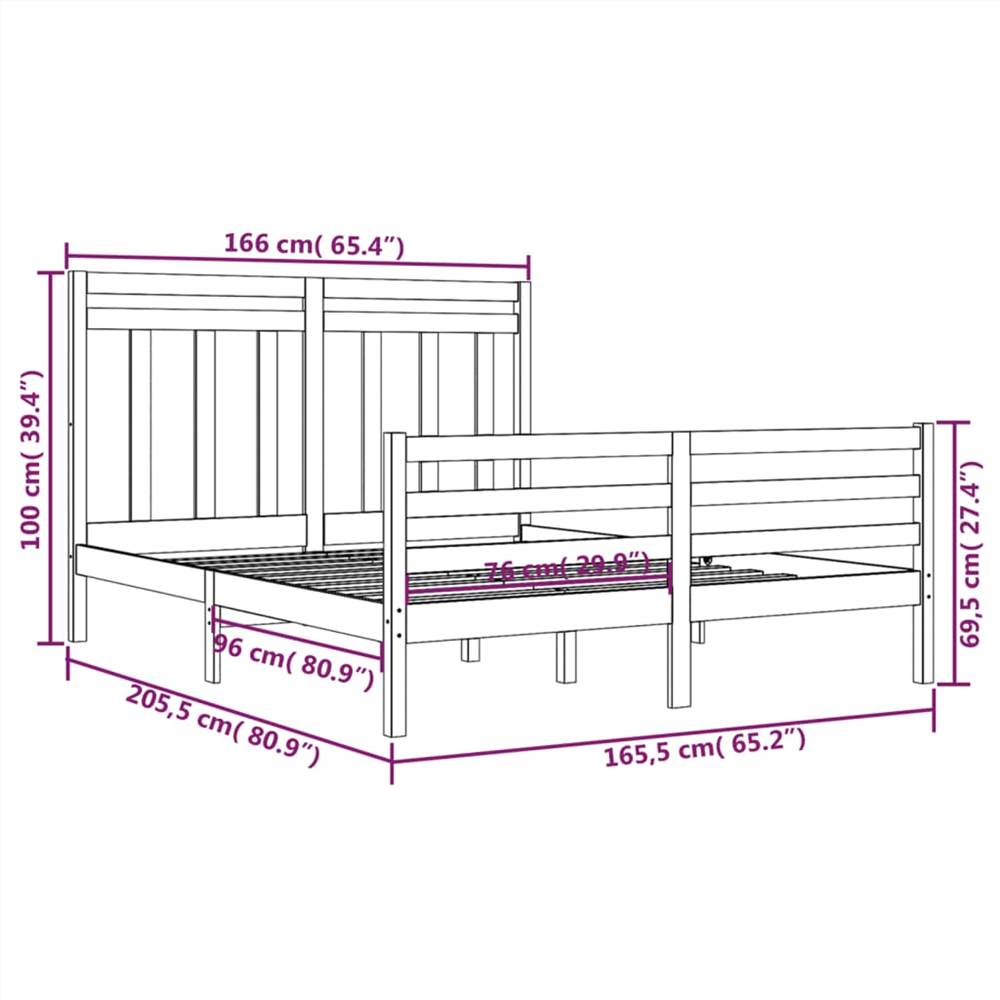 Bed Frame Solid Wood 160x200 cm