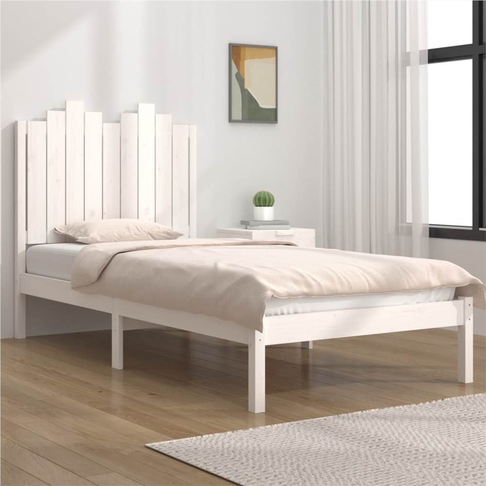 

Bed Frame White Solid Wood Pine 75x190 cm 2FT6 Small Single