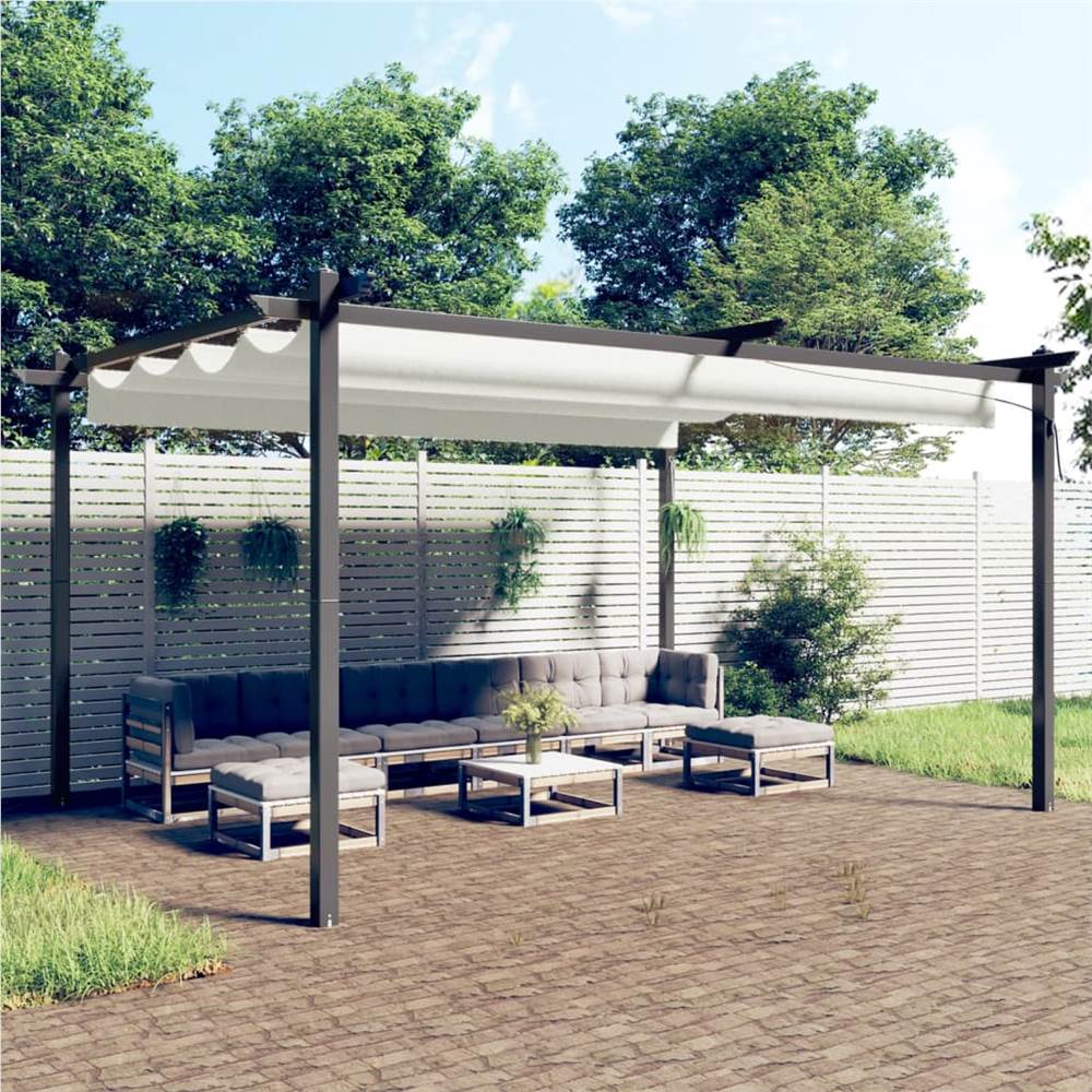 Garden Gazebo with Retractable Roof 4x3 m Cream