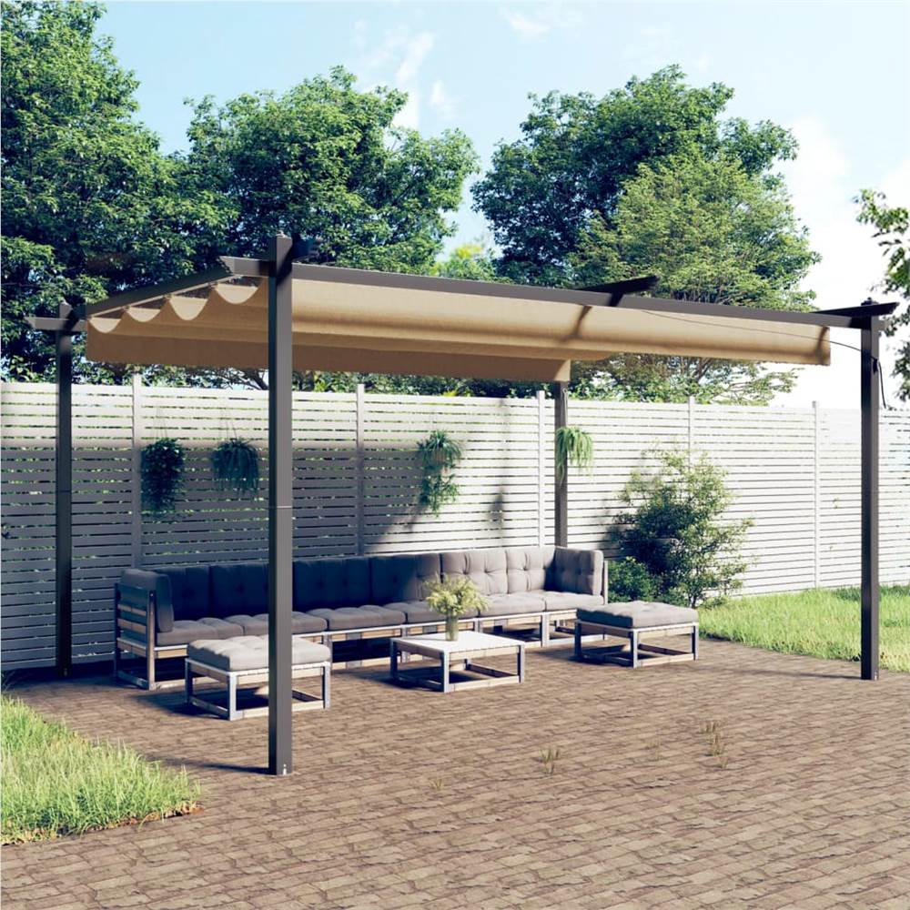 Garden Gazebo with Retractable Roof 4x3 m Taupe