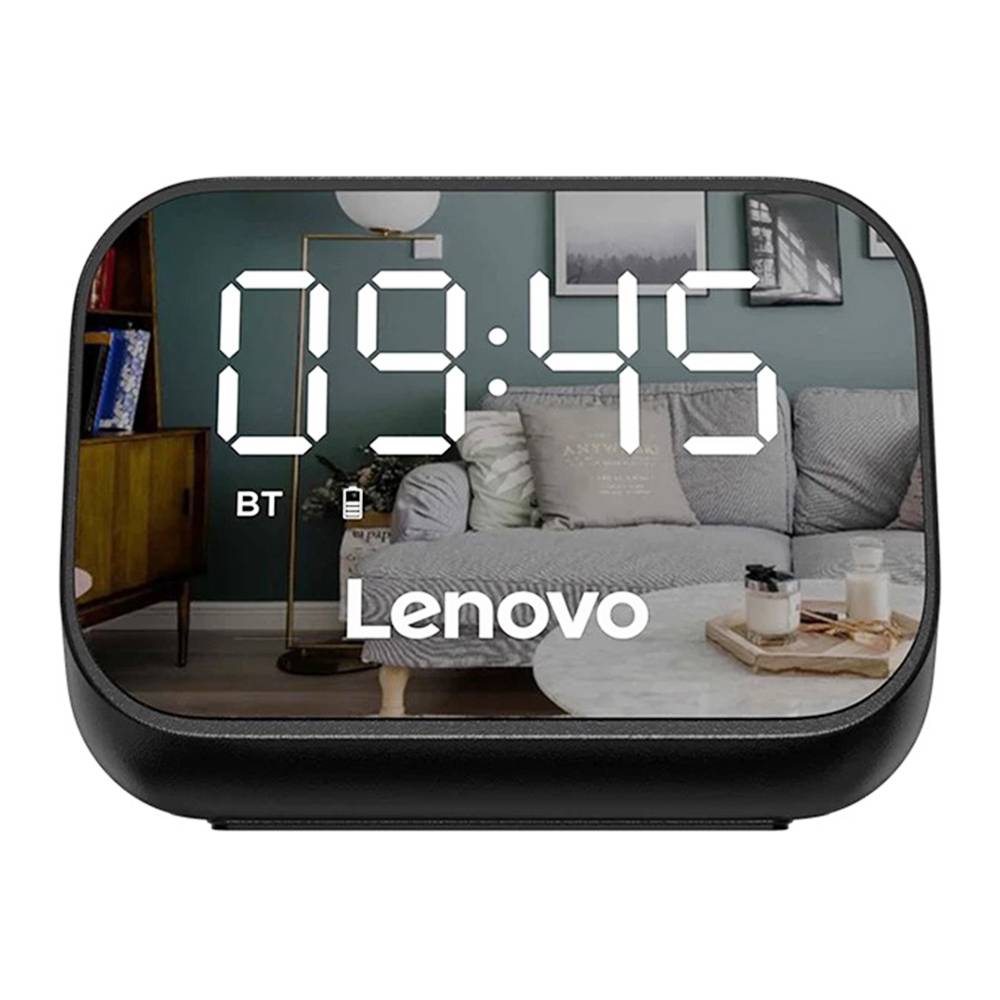 Lenovo TS13 Desktop Speaker Alarm Clock Wireless Bluetooth Stereo Speaker 1500mAh Battery Mirror Digital Display - Black