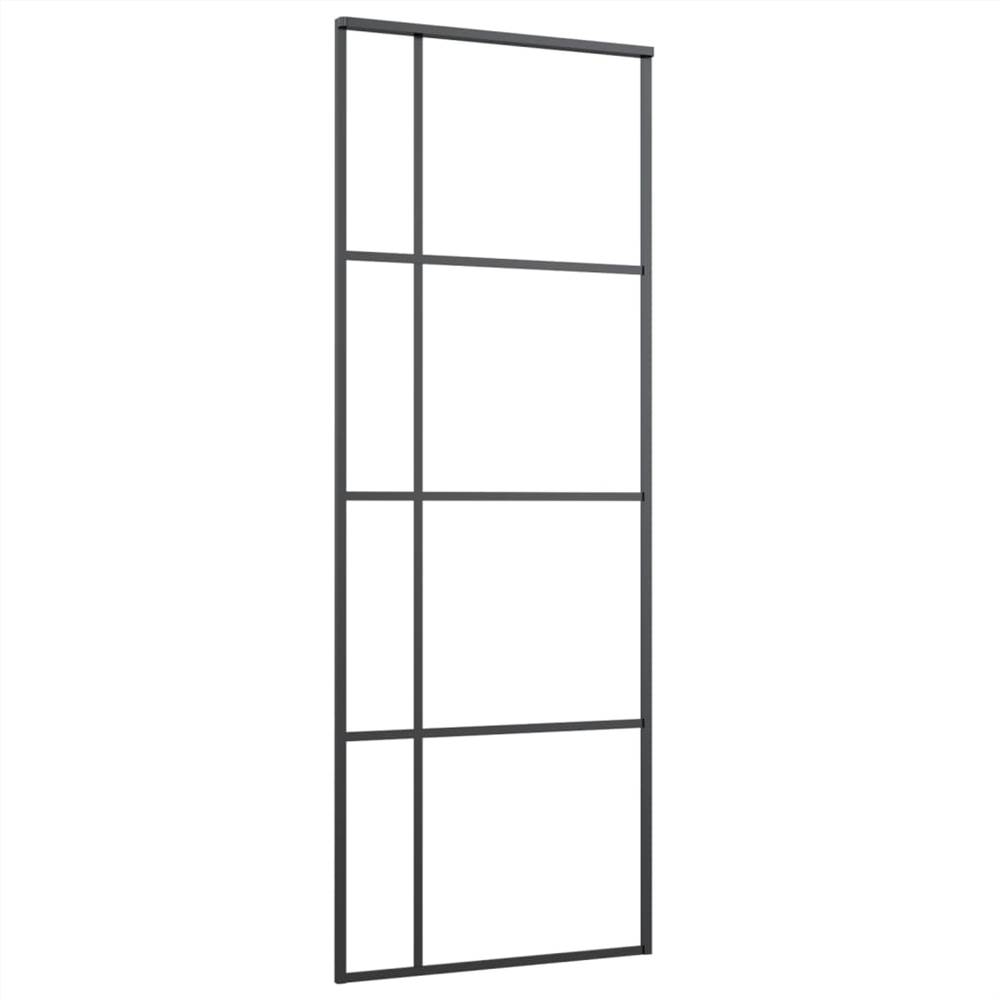 Sliding Door Frosted ESG Glass and Aluminium 76x205 cm Black
