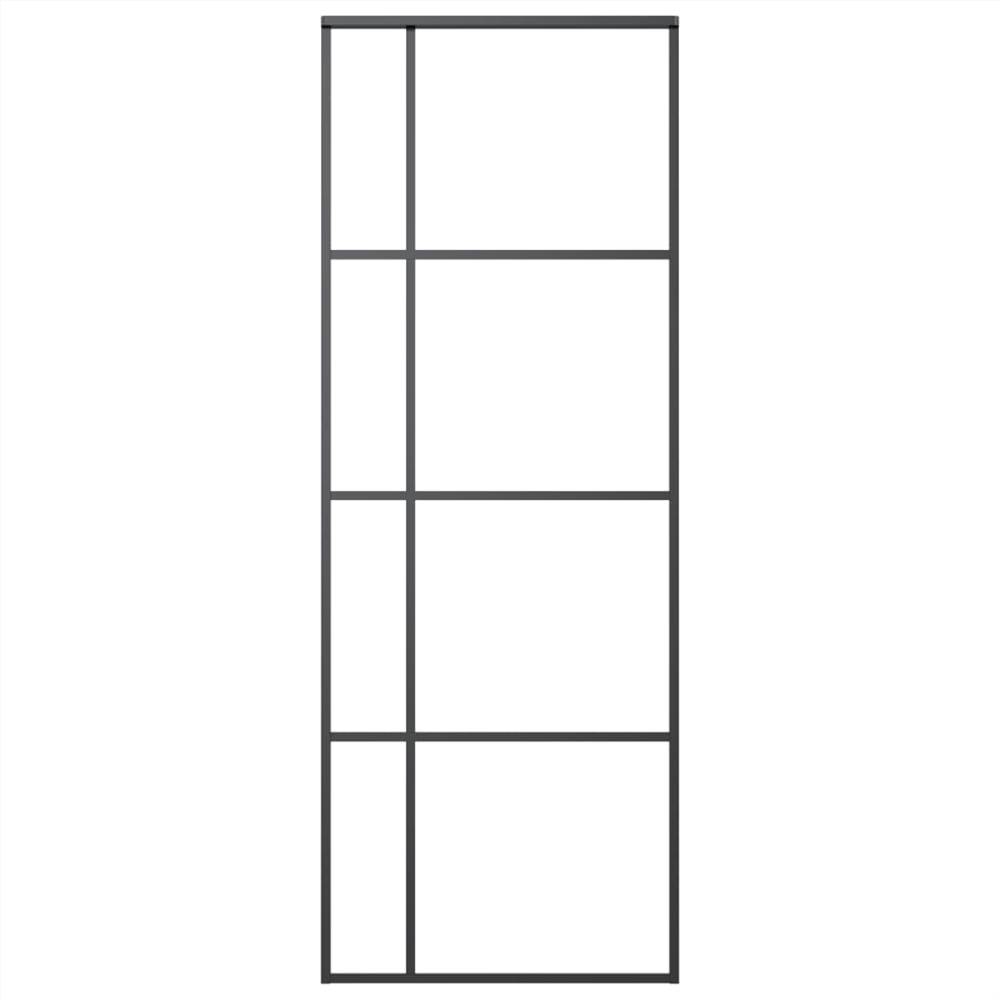 Sliding Door Frosted ESG Glass and Aluminium 76x205 cm Black