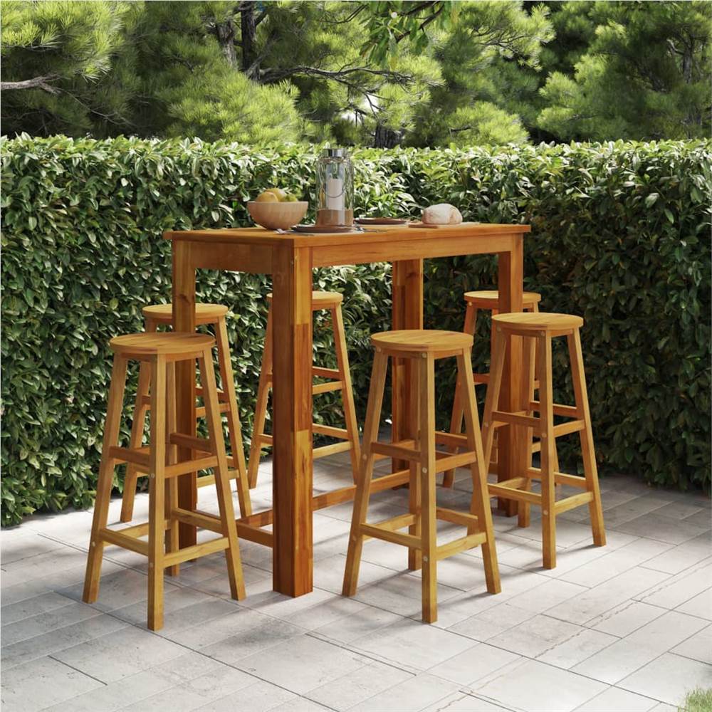 

7 Piece Garden Bar Set Solid Wood Acacia