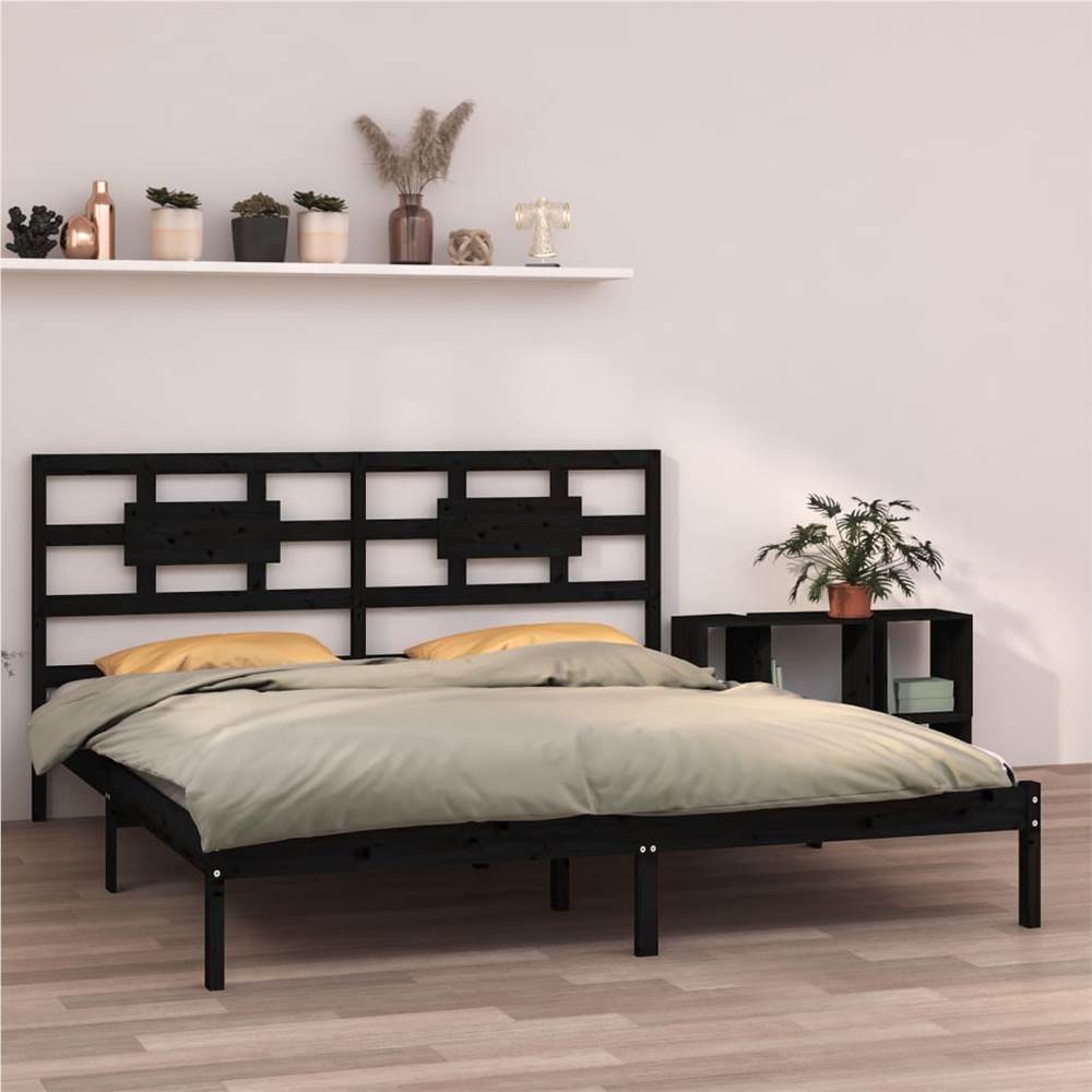 

Bed Frame Black Solid Wood 160x200 cm