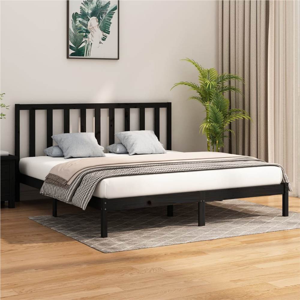 

Bed Frame Black Solid Wood 180x200 cm 6FT Super King