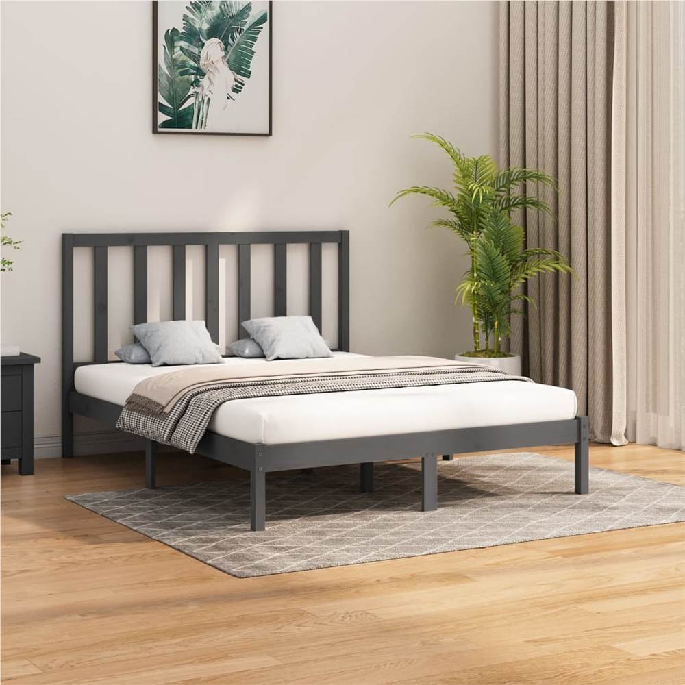 

Bed Frame Grey Solid Wood 140x200 cm