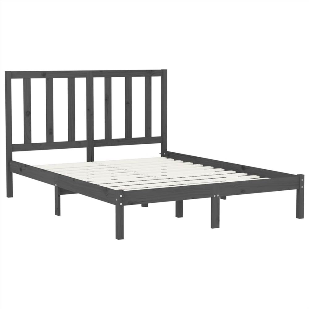 Bed Frame Grey Solid Wood 160x200 cm