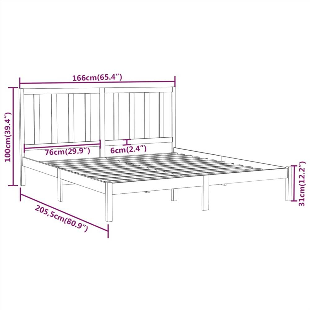 Bed Frame Grey Solid Wood 160x200 cm