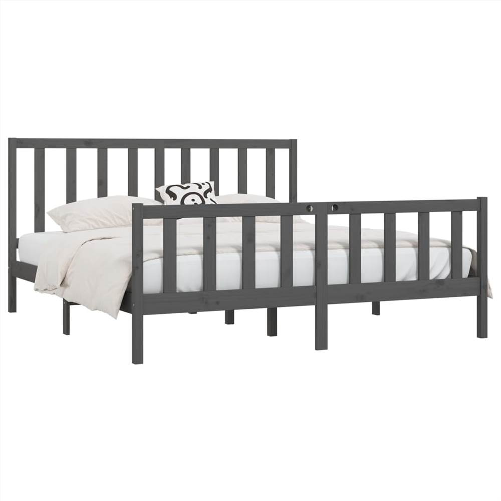 Bed Frame Grey Solid Wood 200x200 Cm 8 Bed Frame Grey Solid Wood 200x200 cm