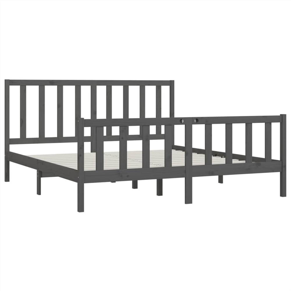 Bed Frame Grey Solid Wood 200x200 Cm 9 Bed Frame Grey Solid Wood 200x200 cm