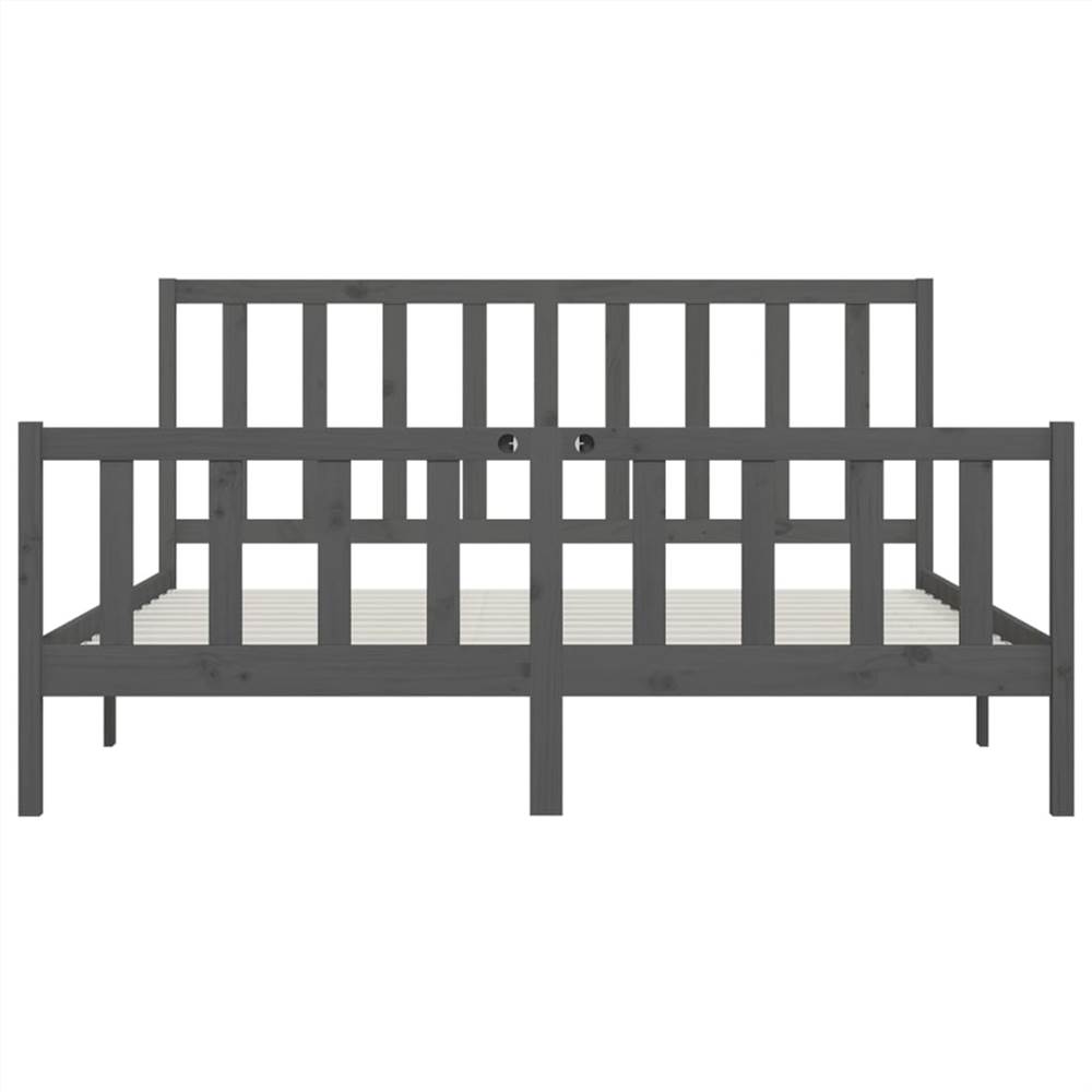 Bed Frame Grey Solid Wood 200x200 Cm 10 Bed Frame Grey Solid Wood 200x200 cm