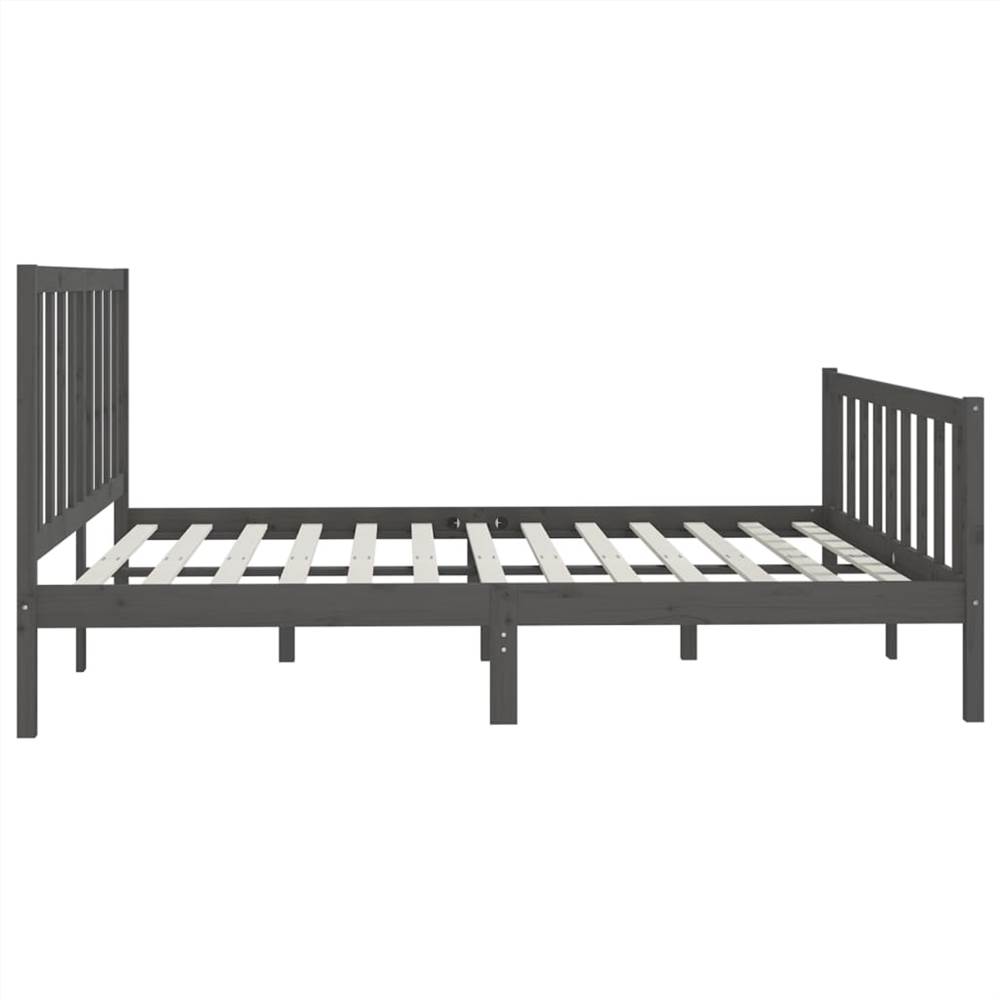 Bed Frame Grey Solid Wood 200x200 Cm 11 Bed Frame Grey Solid Wood 200x200 cm
