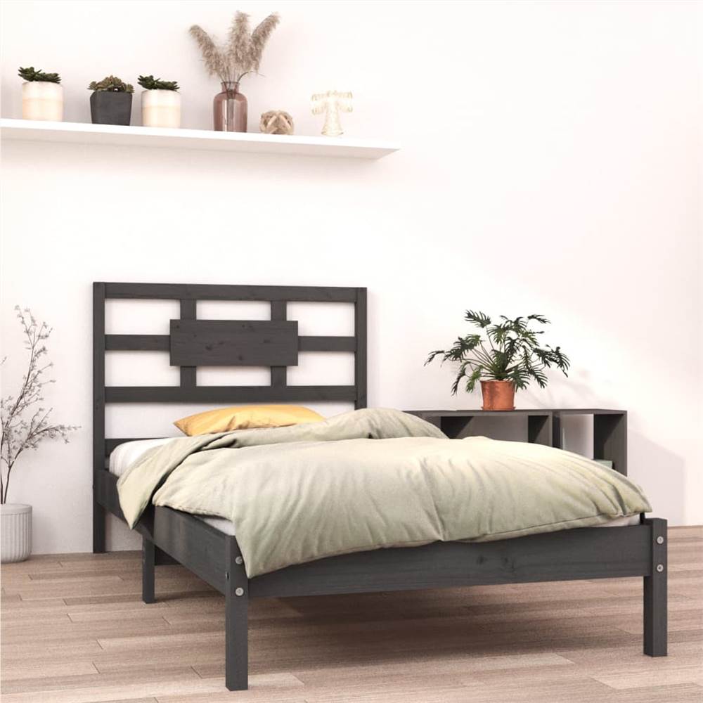 

Bed Frame Grey Solid Wood 90x200 cm