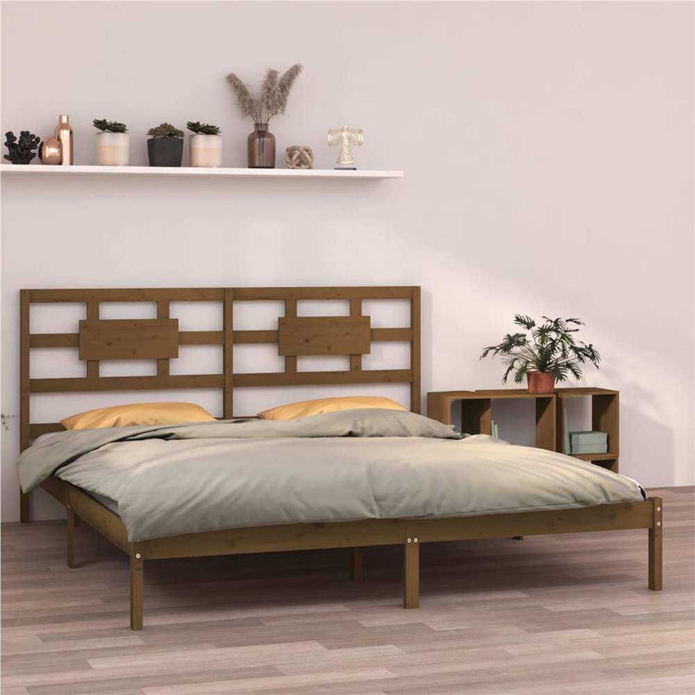 

Bed Frame Honey Brown Solid Wood 180x200 cm 6FT Super King