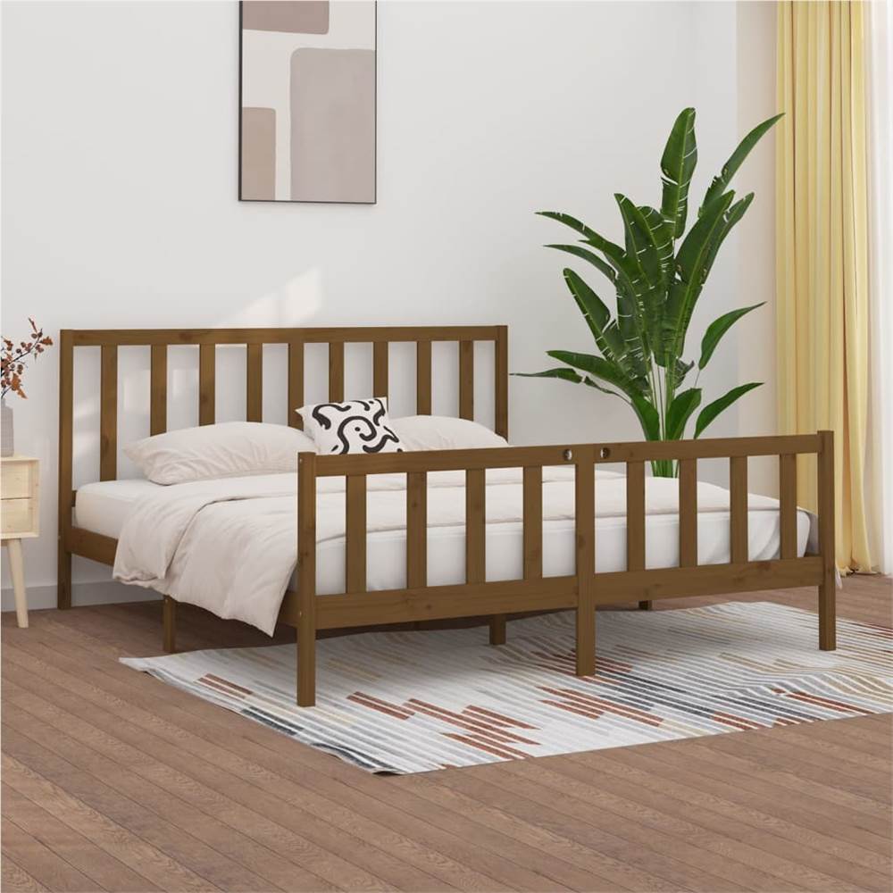 

Bed Frame Honey Brown Solid Wood 180x200 cm 6FT Super King