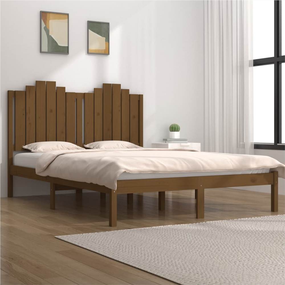 

Bed Frame Honey Brown Solid Wood Pine 135x190 cm 4FT6 Double