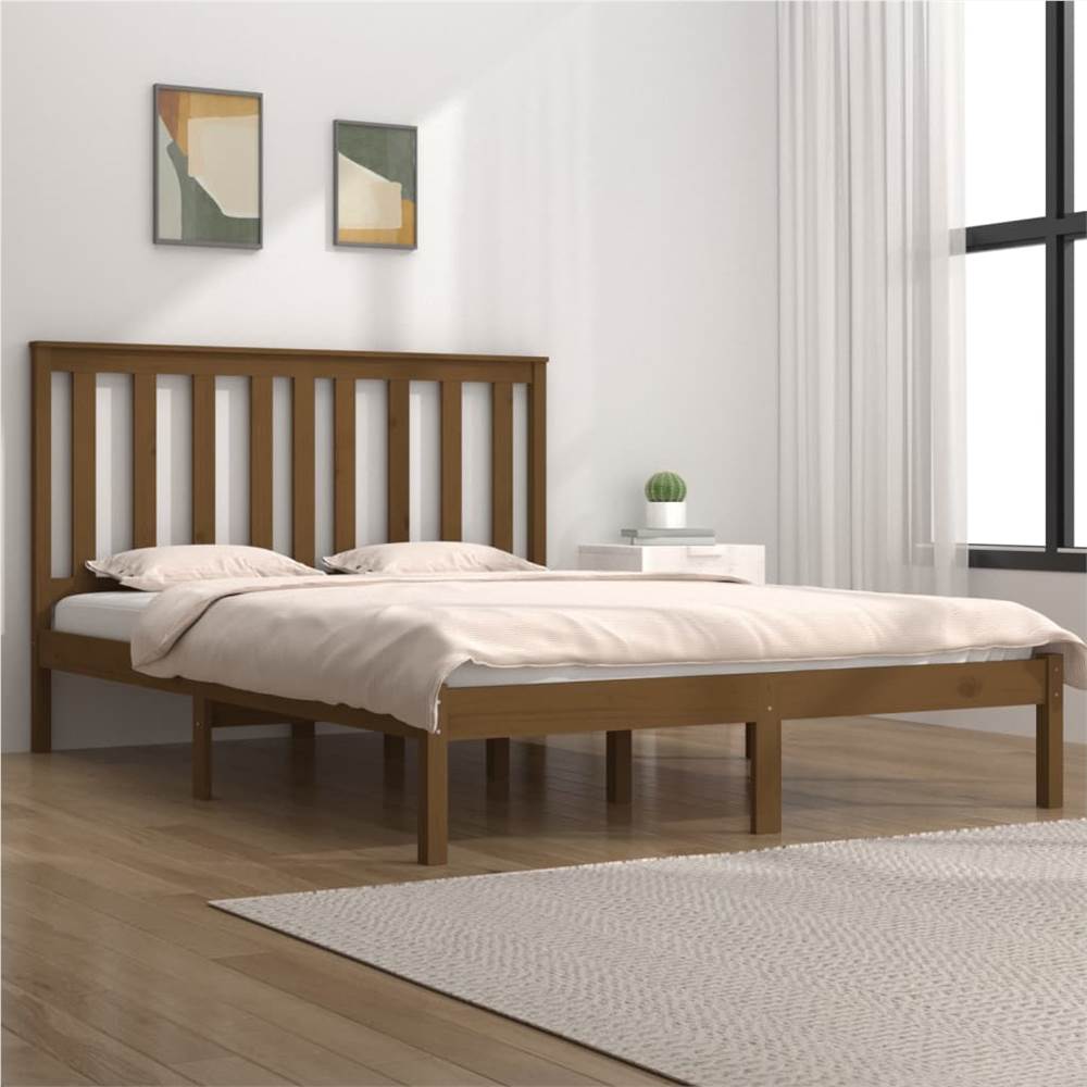 

Bed Frame Honey Brown Solid Wood Pine 150x200 cm 5FT King Size
