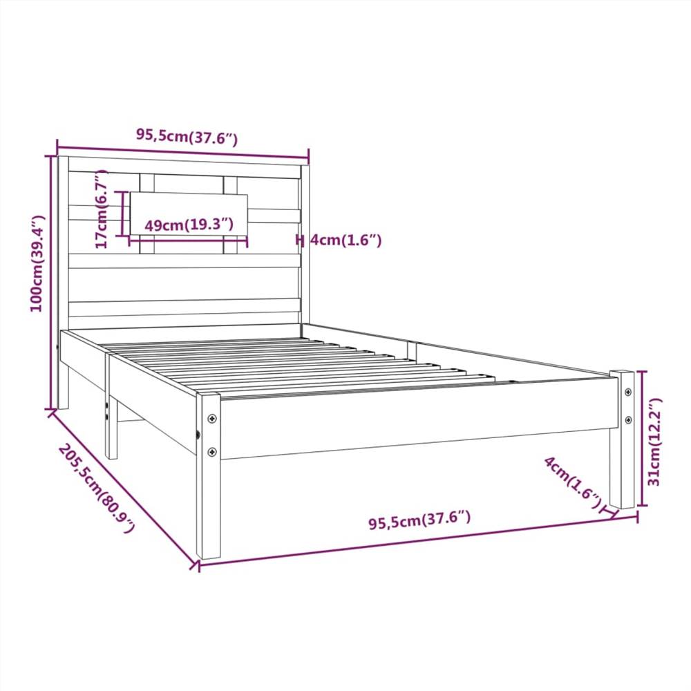 Bed Frame Solid Wood 90x200 cm