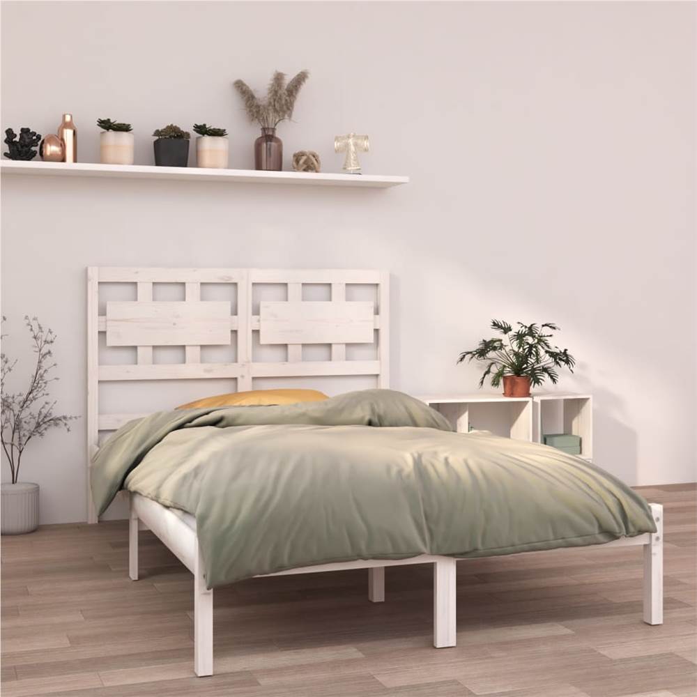 

Bed Frame White Solid Wood 150x200 cm 5FT King Size