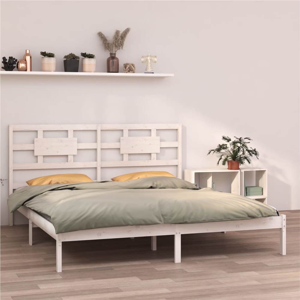 

Bed Frame White Solid Wood 180x200 cm 6FT Super King